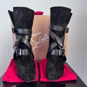 Christian Louboutin Guerriere 120 Black Suede Heels – EU 38 (US 7.5–8)